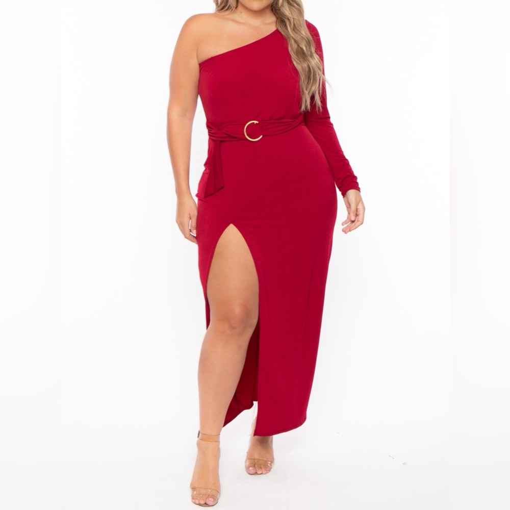 Elegant Burgundy One-Shoulder Maxi Dress